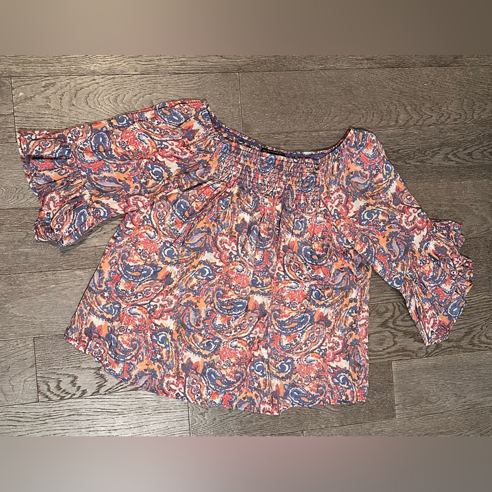 Loramendi Boho Peasant 3/4 Bell Sleeve Blouse Size M